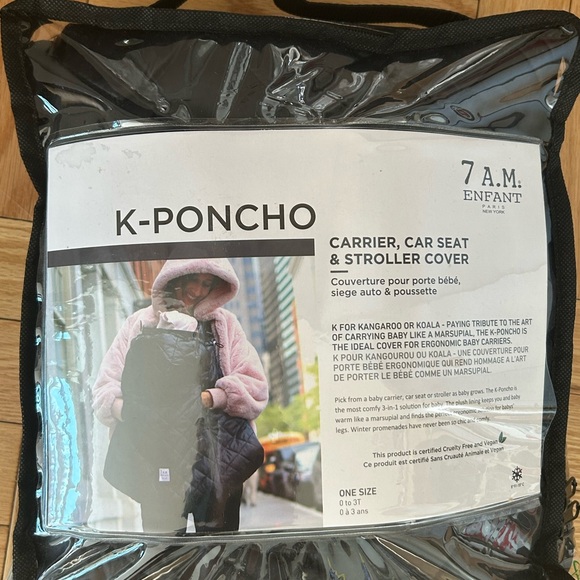 NWT 7am Enfant K Poncho carrier, car seat and stroller cover - black - Picture 3 of 8
